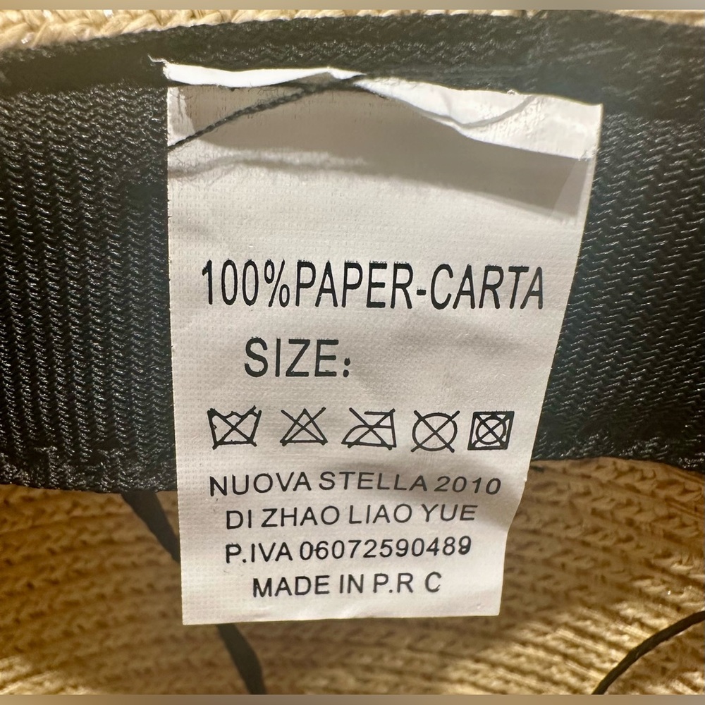 Women’s tan straw hat with brown & white polka dot band and bowknot - Picture 4 of 5